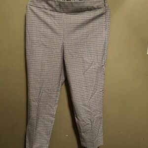 Talbots Chatham Ankle Pants Size 10 Black Brown Khaki Check Stretch Side Zip